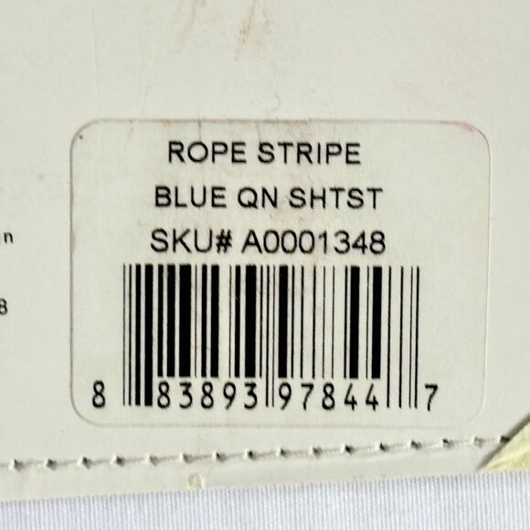 Tommy Hilfiger Navy Blue Rope Stripe QUEEN Size Sheet Set Crisp Cotton Percale - Picture 4 of 6